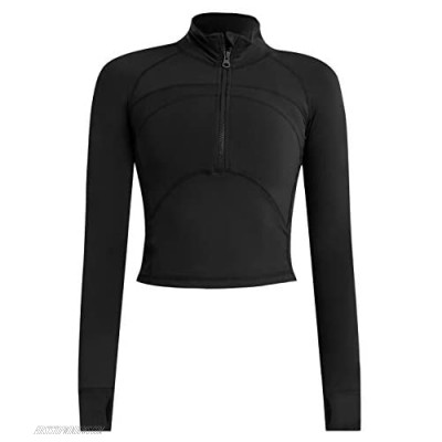 PEHMEA Women's Casual Yoga Jacket Slim Fit Long Sleeve Half-Zip Workout Athletic Track Tops