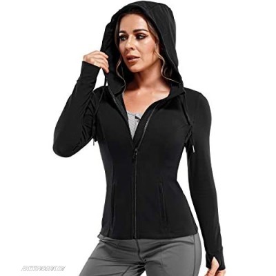 TrainingGirl Women Full Zip Workout Sports Jackets Slim Fit Long Sleeve Yoga Track Hoodie Thumb Hole Athletic Running Jackets