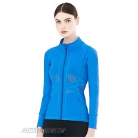 Zeronic Women's Collar Pockets Casual Zip Jacket with Thumb Holes