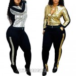 acelyn Women's Sequin 2 Piece Outfits Long Sleeve Zipper Jacket and Pants Tracksuit Set
