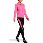 Active Wear Sets for Women -Workout Clothes Gym Wear Tracksuits Yoga Jogging Track Outfit Legging Jacket 2 Pieces Set--Rose Red-L