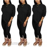 Annystore Women's Fall Long Sleeve 2 Piece Tracksuit Outfit Casual T-Shirts Bodycon Long Pants Set Activewear Jumpsuit