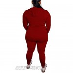 Ekaliy Women's Plus Size 2 Piece Athletic Outfits Long Sleeve Pullover Hoodie Workout Sets with Pocket Loungewear Sweatsuit