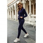 Irevial Women's Zip Up V Neck Crushed Velour Sweatsuits Casual Tracksuit with Pockets Pajama Set