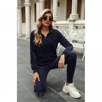 Irevial Women's Zip Up V Neck Crushed Velour Sweatsuits Casual Tracksuit with Pockets Pajama Set