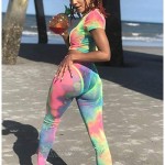 IyMoo Two Piece Outfits for Women Sexy Stripe Bodycon Tracksuits Crop Top Mesh Leggings Sweatsuit