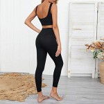 OLUOLIN Quick Dry 2 Piece Yoga Pants Leggings Sports Bra Tank Top Set High Waist Outfits for Women