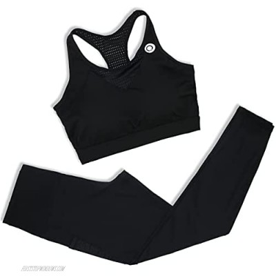 ROCKLEO Workout-Outfits for Women-2-Pieces Yoga-Outfits Workout-Set - (S-L) Seamless High Waisted Leggings with Sports Bra
