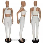 Sexy 2 Piece Cutout Clubwear - Hollow out Crop Top High Waisted Long Skinny Leggings Workout Pants Set