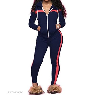Top-Vigor Women's 2 PCS Plus Size Tracksuit Sets Sweatsuits Outfits Hoodie Sweatshirt and Jogging Sweatpants Suit
