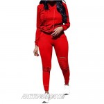 Top-Vigor Womens 2PCS Plus Size Sweatsuits Set Long Sleeve Hoodie and Bodycon Pants Jogging Suit Tracksuit for Women Ladies