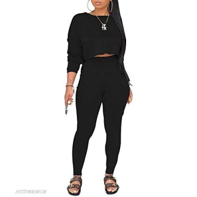 Two Piece Outfits for Women - Tracksuits Sweatsuit Joggers Crop Top Sweatshirts Sweatpants Jumpsuit
