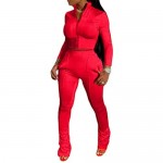 Uni Clau Women’s Two Piece Tracksuit Set - Long Sleeve Color Block Zipper Tops Bodycon Pant Set Outfits Jogger Suit