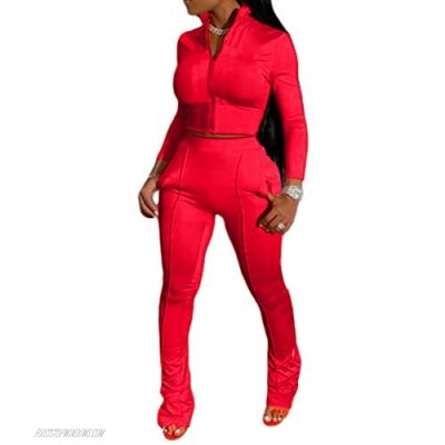 Uni Clau Women’s Two Piece Tracksuit Set - Long Sleeve Color Block Zipper Tops Bodycon Pant Set Outfits Jogger Suit