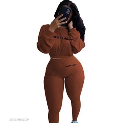 Women 2 Piece Outfits Crop Top Sweatpants Set Casual Workout Clothes Sweatsuits Sexy Jumpsuits