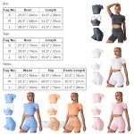 Women 2 Pieces Yoga Workout Outfit Seamless Sports Bra Crop Top + High Waist Leggings Shorts Athletic Gym Clothes Set