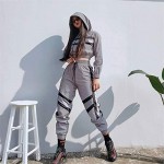 Women Active Wear Long Sleeve Jacket Hoodies Crop Top Sweatpants Legging Casual Two Piece Tracksuit Reflective Sweatsuit
