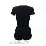 Women's 2 Piece Activewear Outfit Workout Shorts Set Crop Top Bodycon Shorts Lightweight Jogger Tracksuit Set