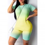Women's 2 Piece Outfit Sets - Short Sleeve Tie Dye T-Shirt + High Waist Bodycon Short Pants Casual Summer Sports Tracksuit