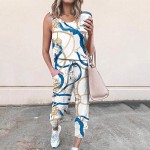 Women's 2 Piece Outfit Tie Dye Lounge Sets Tank Tops Drawstring Sweatpants Sweatsuits