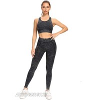 Women's 2 Piece Workout Yoga Sets-Seamles Snow Wash High Waist Legging and Padded Sports Bra Outfits Gym Tracksuits