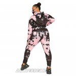 Women's Plus Tie Dye Hoody Tracksuit 3 Piece Outfits Jumpsuits Sweatpants Joggers Casual Set Loungewear