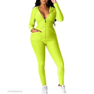 Womens Two Piece Jogger Sets Solid Zip Up Hoodie and Sweatpants Active Tracksuits Sweat Suits Workout Outfits