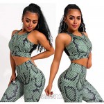 Yoga Two Piece Outfits for Women Green Snake Print Women's Sport Gym Clothes Set