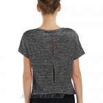 7GOALS Womens Keyhole Back Shirt Yoga Tunic Blouse Open Back Short Sleeve Loose Fit Athletic Running Exercise Active Wear