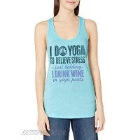 Chin-Up Women's I Drink Wine in Yoga Pants Ideal Racerback Graphic Tank Top