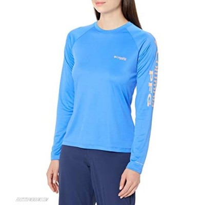 Columbia PFG Women’s Tidal Tee II Long Sleeve Shirt Breathable Quick Drying Harbor Blue/King Crab Logo X-Large