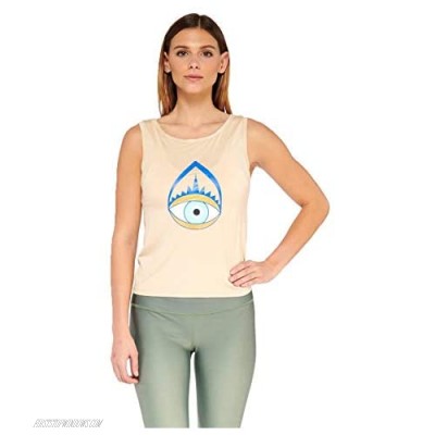 Electric Yoga X Electric Tank Top - Features Evil Eye Print at Front & Criss Cross Back - Luxurious & Ultra Soft