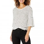 Jack Women's South of France Textured Crew Neck Ruffle Sleeve Top