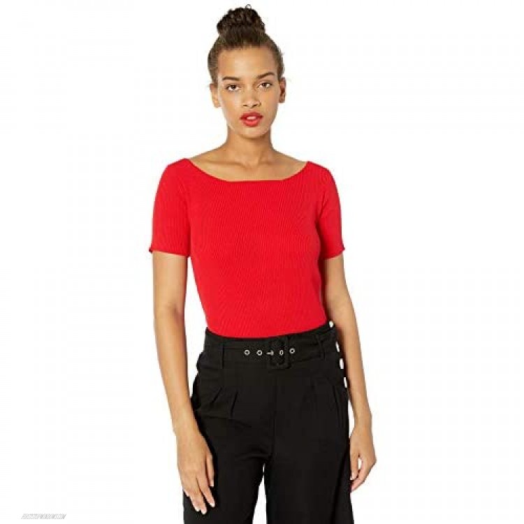 J.O.A. Women's Boat Neck Knit Top with Bow Back