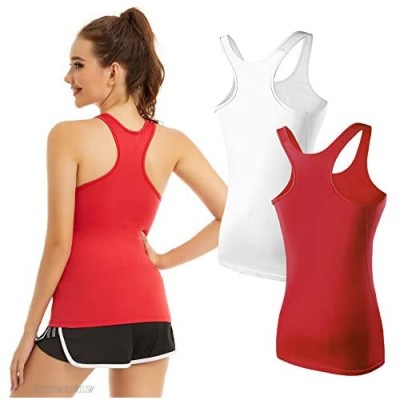 KMISUN Workout Tank Tops for Women Racerback Yoga Camisole Sleeveless Tops Running Athletic Shirt 1/2/3 Pack