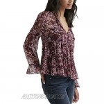 Lucky Brand Women's All Over Print Peasant Ruffle Top