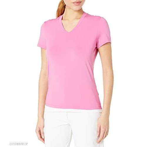 PGA TOUR Women's Short Sleeve Airflux Solid Top with Side Ruching