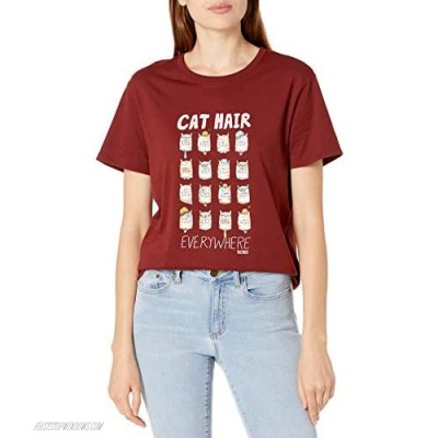 Skechers Women's Bobs for Dogs Graphic T-Shirt Burgundy Cat Hair Everywhere XS