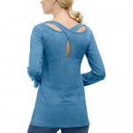 Womens Yoga Tops Long Sleeve Workout Shirt Casual Chris Cross Back Yoga Shirt