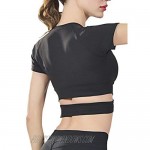 YMING Womens Yoga Crop Top Short Sleeve Workout Crop Shirt Gym Clothes