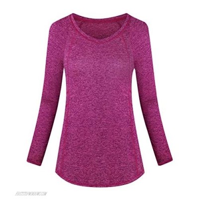 ZKHOECR Women's Long Sleeve V Neck Shirt Loose Fit Casual Yoga Tunic Top