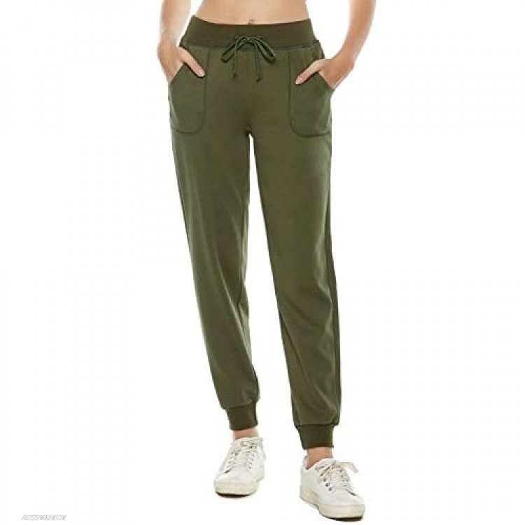 AvaCostume Women's Cotton Stretch Active Jersey Jogger Pants with Pockets