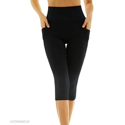 Franato Women's High Waist Yoga Pant Legging Workout 4 Way Stretch Capris Pocket