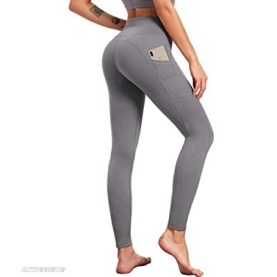 LOGEEYAR Yoga Pants for Women High Waist Tummy Control Workout Leggings with Pockets Seamless Compression Leggings (Grey Medium)