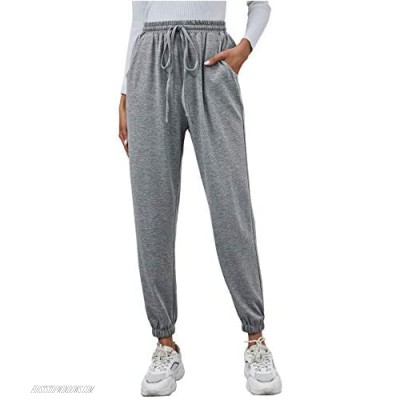 MakeMeChic Women's Casual Drawstring Waist Sweatpants Sport Workout Pants with Pocket