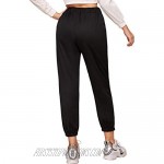 Milumia Women Casual High Waisted Drawstring Piping Side Cropped Sweatpants Yoga Pants Jogger Black