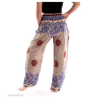 Noonew Women's Smocked Waist Yoga Pants Bohemain Boho Hippies Geometric Print Clothing Styles