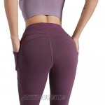 Roseangel Women's Sports Yoga Pants Opaque Sports Pants with Pockets Belly Control High Waist Sports Leggings for Girls (Sauce Purple Large)