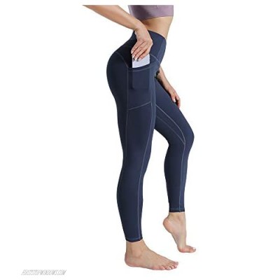 Roseangel Women's Sports Yoga Pants Opaque Sports Pants with Pockets Belly Control High Waist Sports Leggings for Girls (Blue Gray X-Large)
