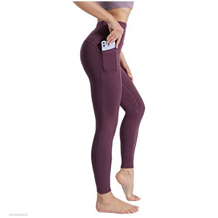 Roseangel Women's Sports Yoga Pants Opaque Sports Pants with Pockets Belly Control High Waist Sports Leggings for Girls (Sauce Purple Large)